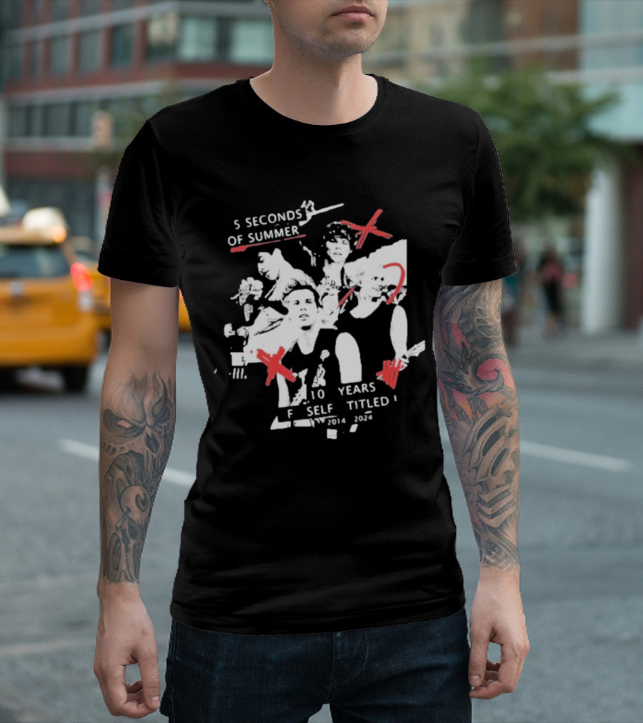 5 Seconds Of Summer 10 Years Self Titled 2014-2024 T-Shirt