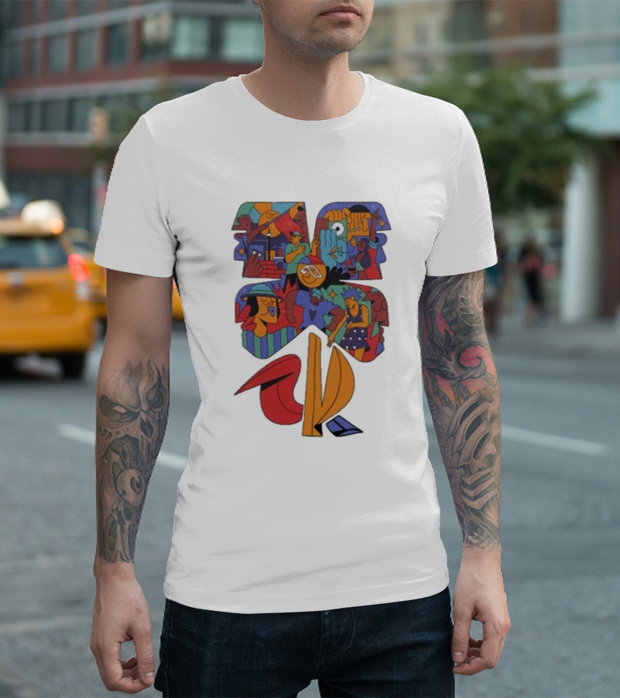 Anjunadeep 024 Yay Abe Abstract Graphic Black T-Shirt