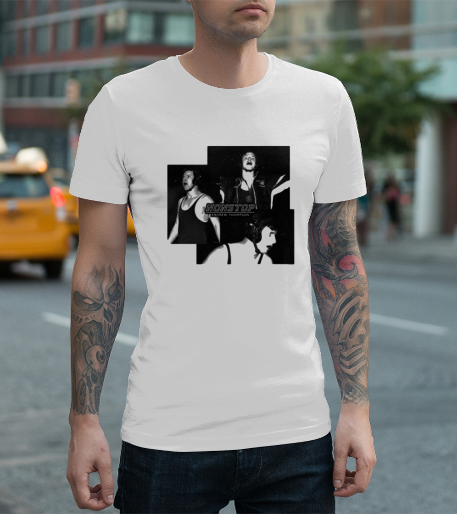 NONSTOP Andrew Thompson Black and White Collage T-Shirt