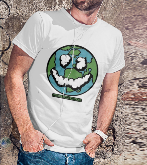 Andy Frasco Crowd Surf World Saving Podcast Earth Smiley T-Shirt