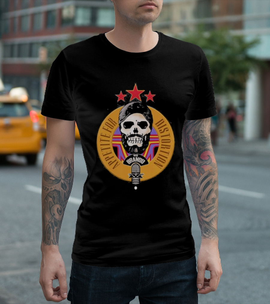 Appetite For Distortion Podcast Brando Skull and Microphone T-Shirt