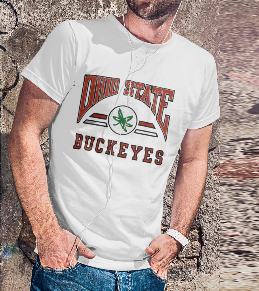 Ohio State Buckeyes Arch With Green Leaf T-Shirt