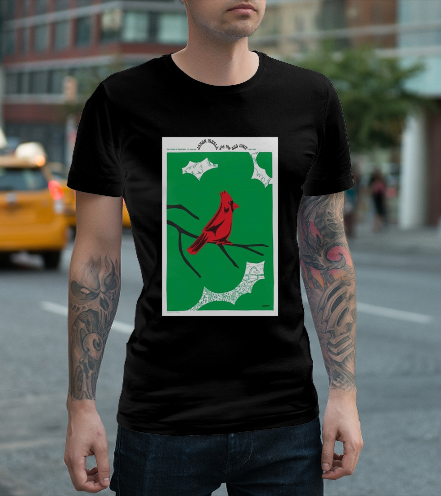 Jason Isbell And The 400 Unit August 8 2024 The Factory St. Louis MO Cardinal on Green Branches T-Shirt