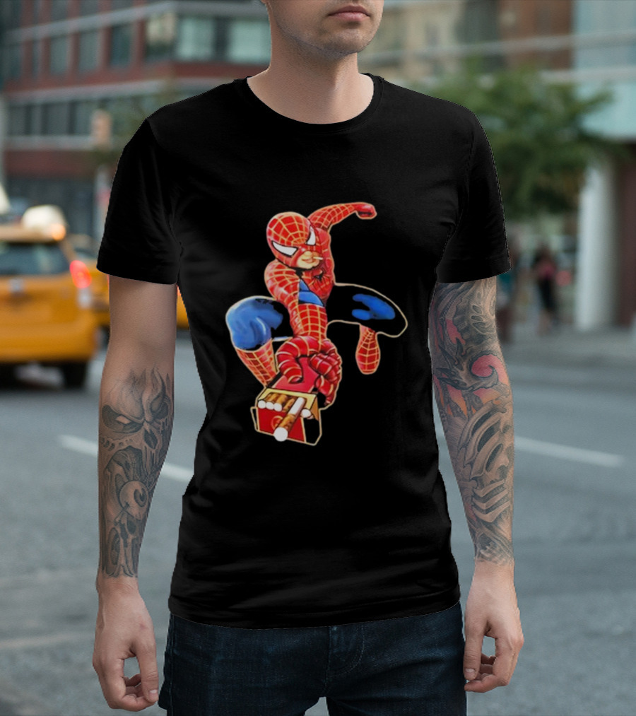 Shithead Steve Superman Smoker Man Spider-Man Cigarette Box Swing T-Shirt