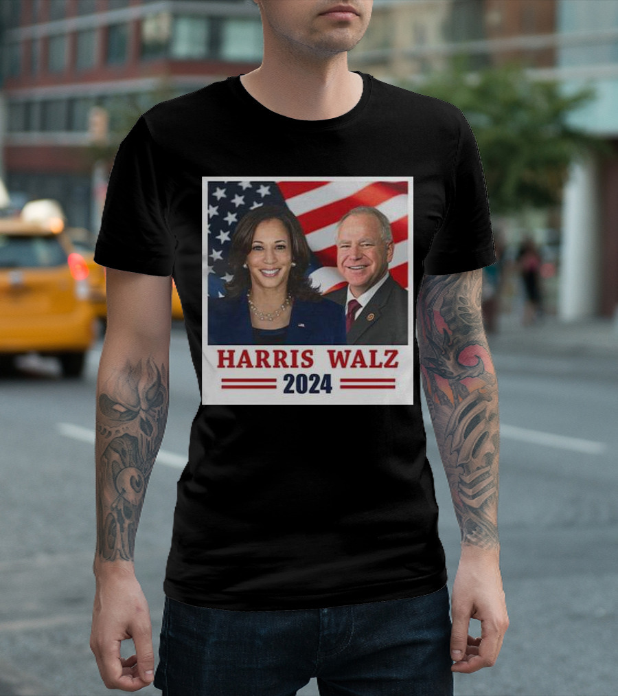 Harris Walz 2024 USA Flag Campaign T-Shirt