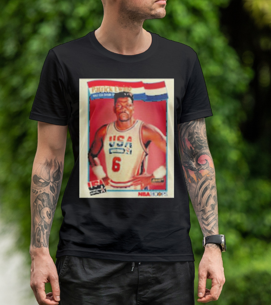 Patrick Ewing USA Basketball Dream Team 1992 NBA Hoops USA Olympic Team नंबर 6 T-Shirt