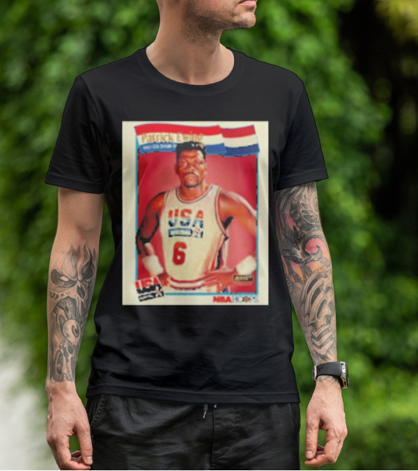 Patrick Ewing USA Basketball Dream Team 1992 NBA Hoops USA Olympic Team नंबर 6 T-Shirt