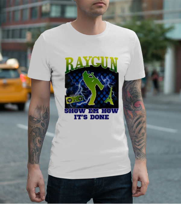 Raygun Show Em How It’s Done Electric Dance Eiffel Tower Boombox T-Shirt