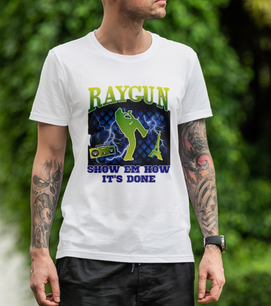 Raygun Show Em How It’s Done Electric Dance Eiffel Tower Boombox T-Shirt