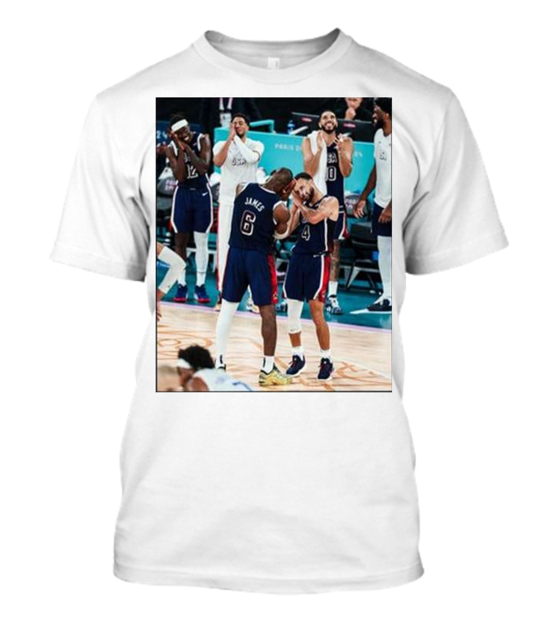 Steph Curry Lebron James Team USA Celebration Olympics Paris T-Shirt
