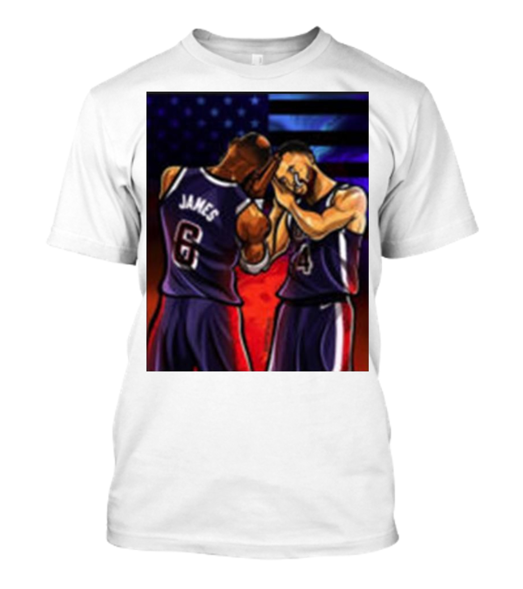 Stephen Curry Lebron James Night Night Paris 2024 Olympic Basketball Painting T-Shirt