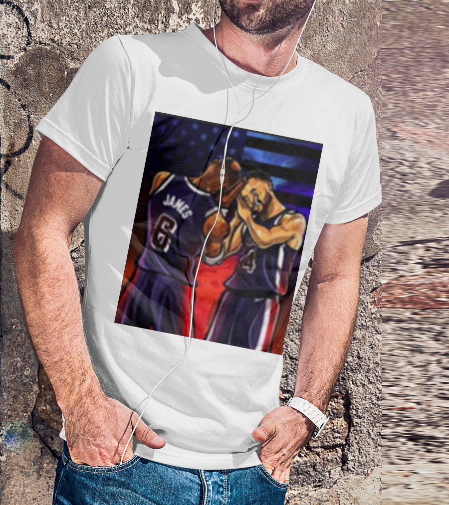 Stephen Curry Lebron James Night Night Paris 2024 Olympic Basketball Painting T-Shirt