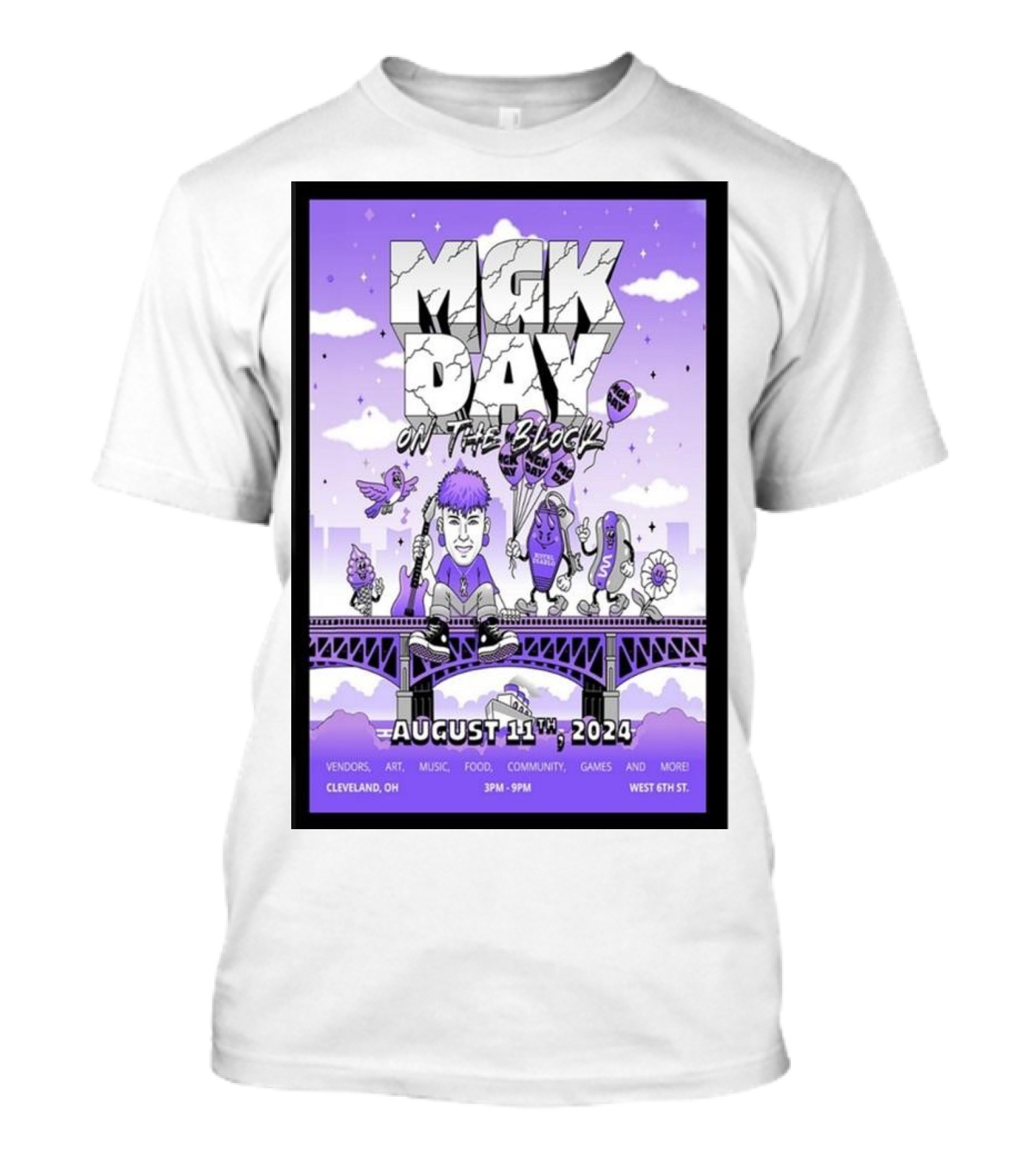 MGK Day On The Block Cleveland OH August 11 2024 Music Art Community Event T-Shirt