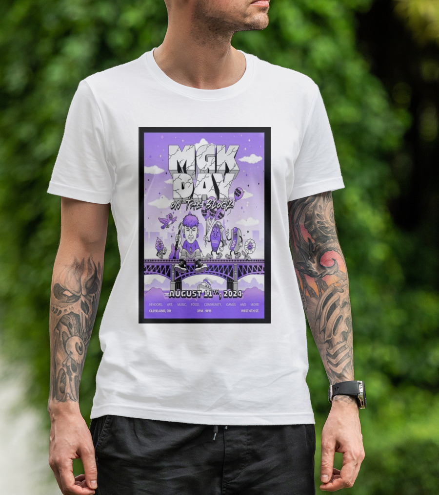 MGK Day On The Block Cleveland OH August 11 2024 Music Art Community Event T-Shirt