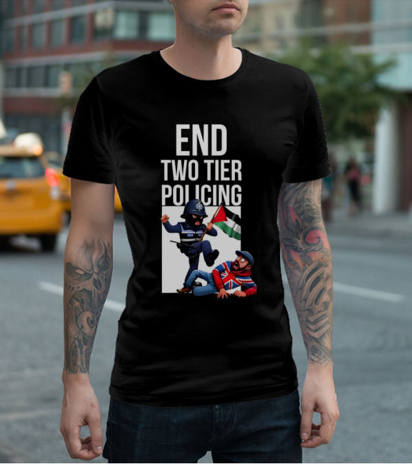 END TWO TIER POLICING British Officer And Palestinian Flag T-Shirt