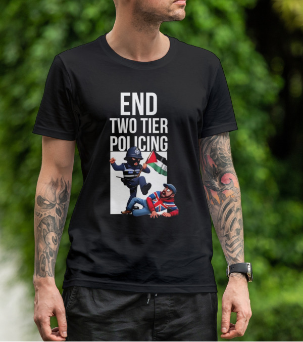 END TWO TIER POLICING British Officer And Palestinian Flag T-Shirt