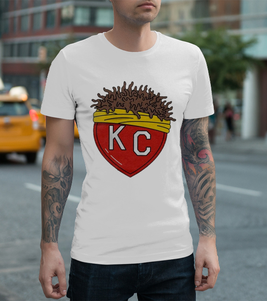 KC Franchise Heart Emblem with Brown Hair and Yellow Band T-Shirt