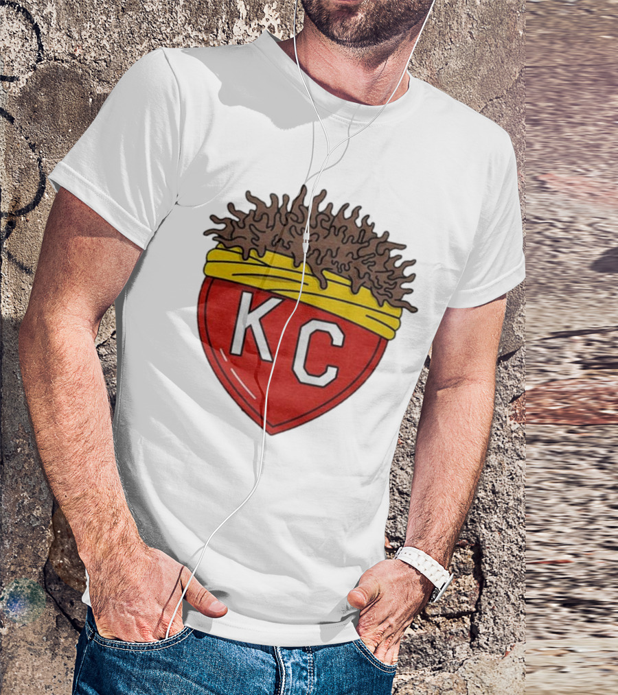 KC Franchise Heart Emblem With Brown Hair And Yellow Band T-Shirt