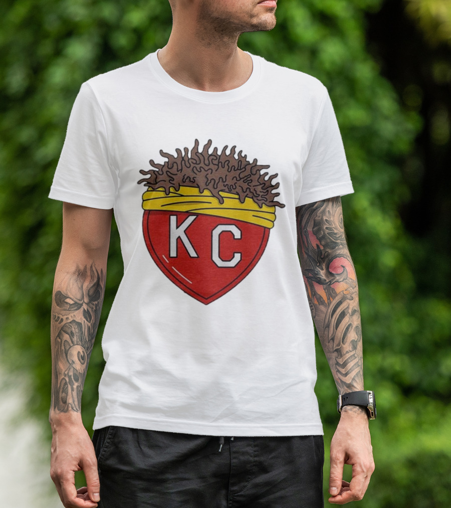 KC Franchise Heart Emblem With Brown Hair And Yellow Band T-Shirt
