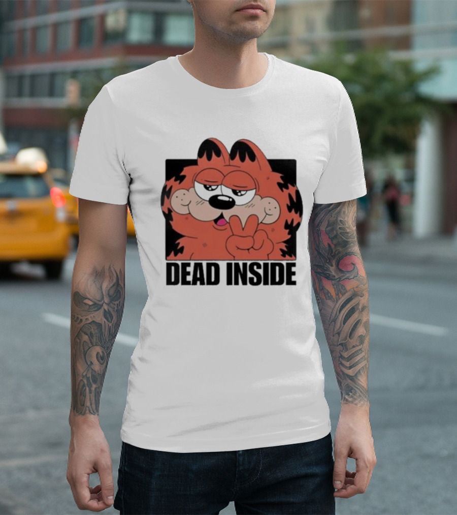 Garfield Dead Inside Peace Sign Sunglasses T-Shirt