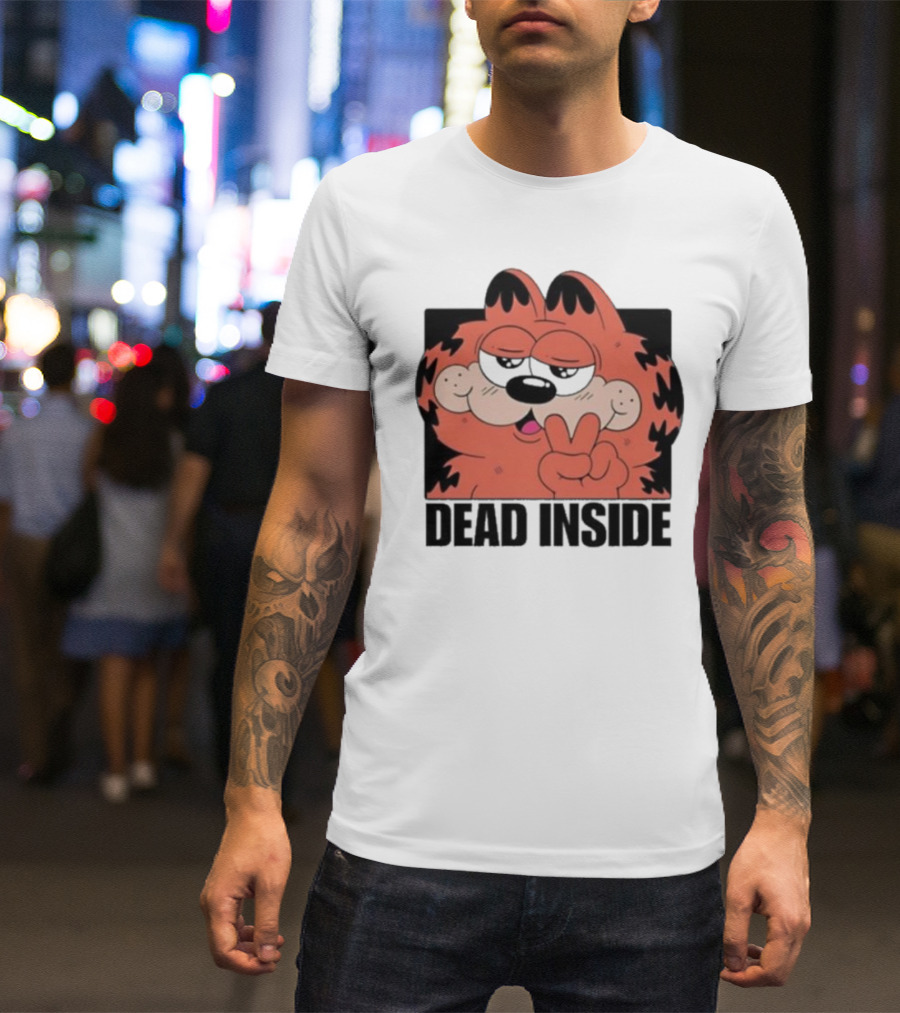 Garfield Dead Inside Peace Sign Sunglasses T-Shirt