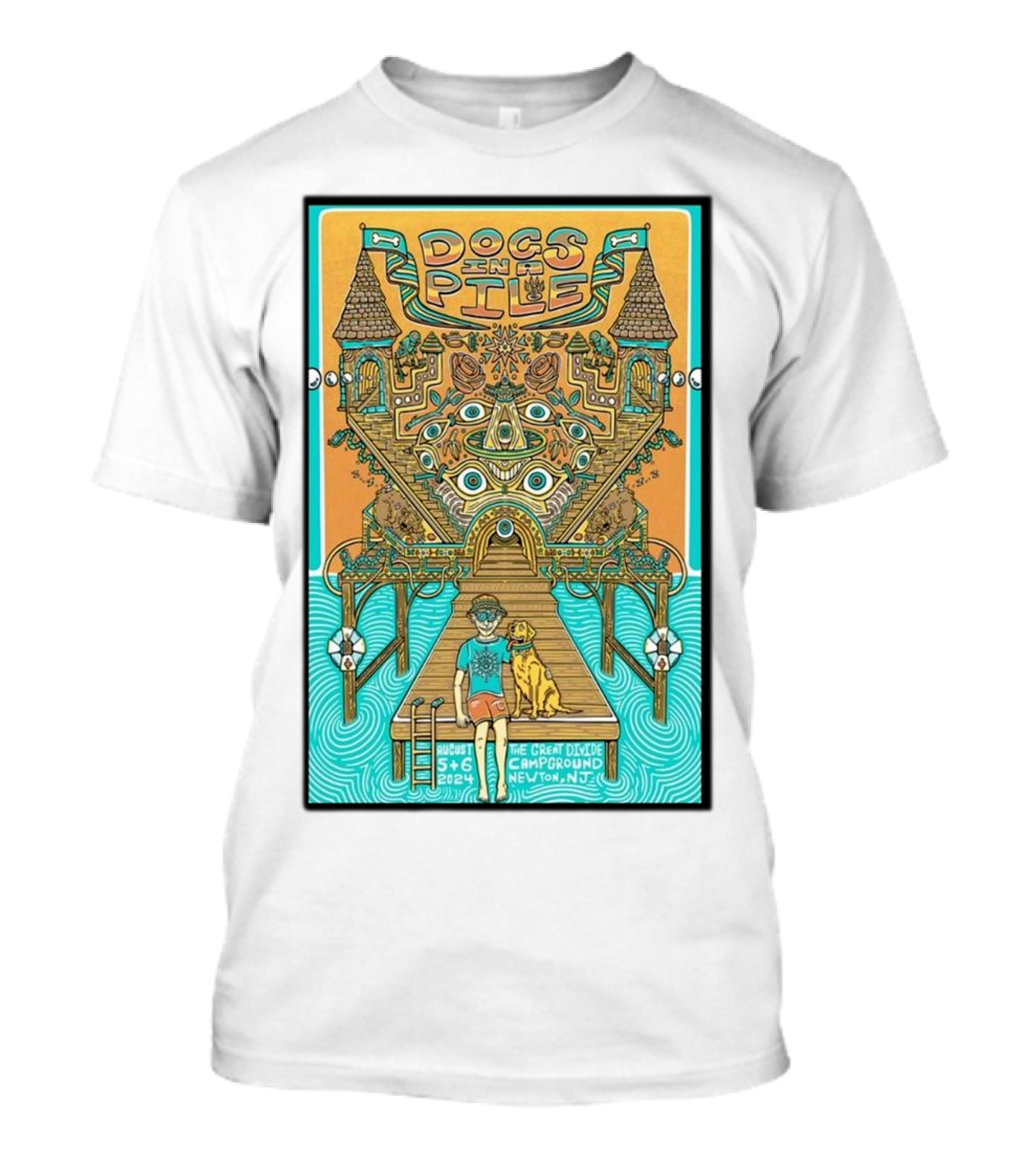Dogs In A Pile August 5 And 6, 2024 The Great Divide Campground Newton NJ Colorful Abstract T-Shirt