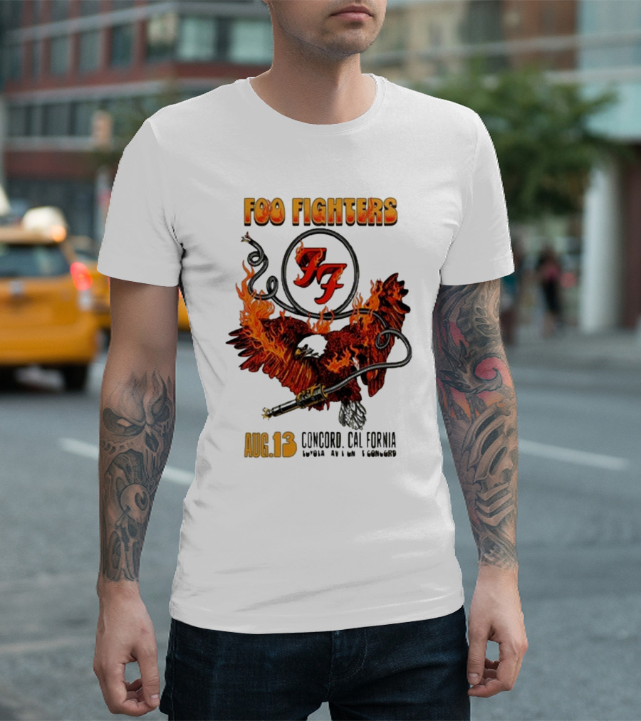 Foo Fighters Concord California August 13 2024 Flaming Eagle T-Shirt