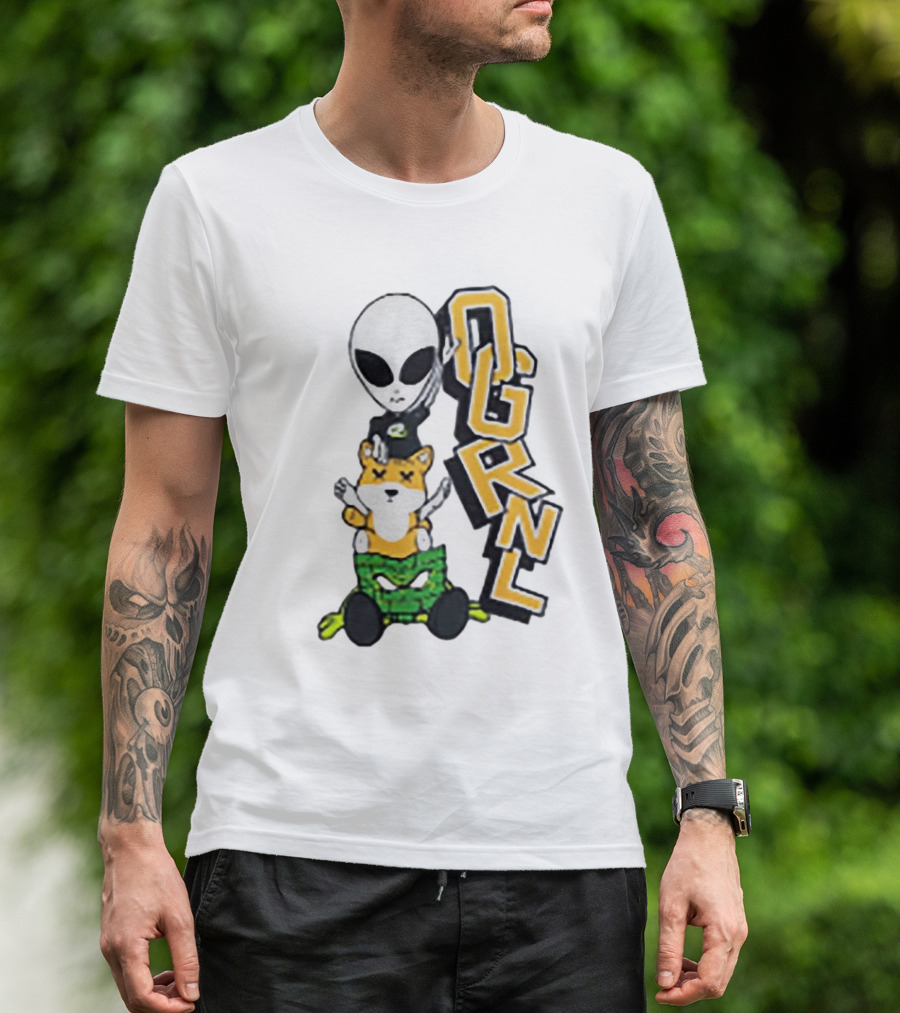 Rich And Lonely Alien With Bear OGRNL X Optic T-Shirt