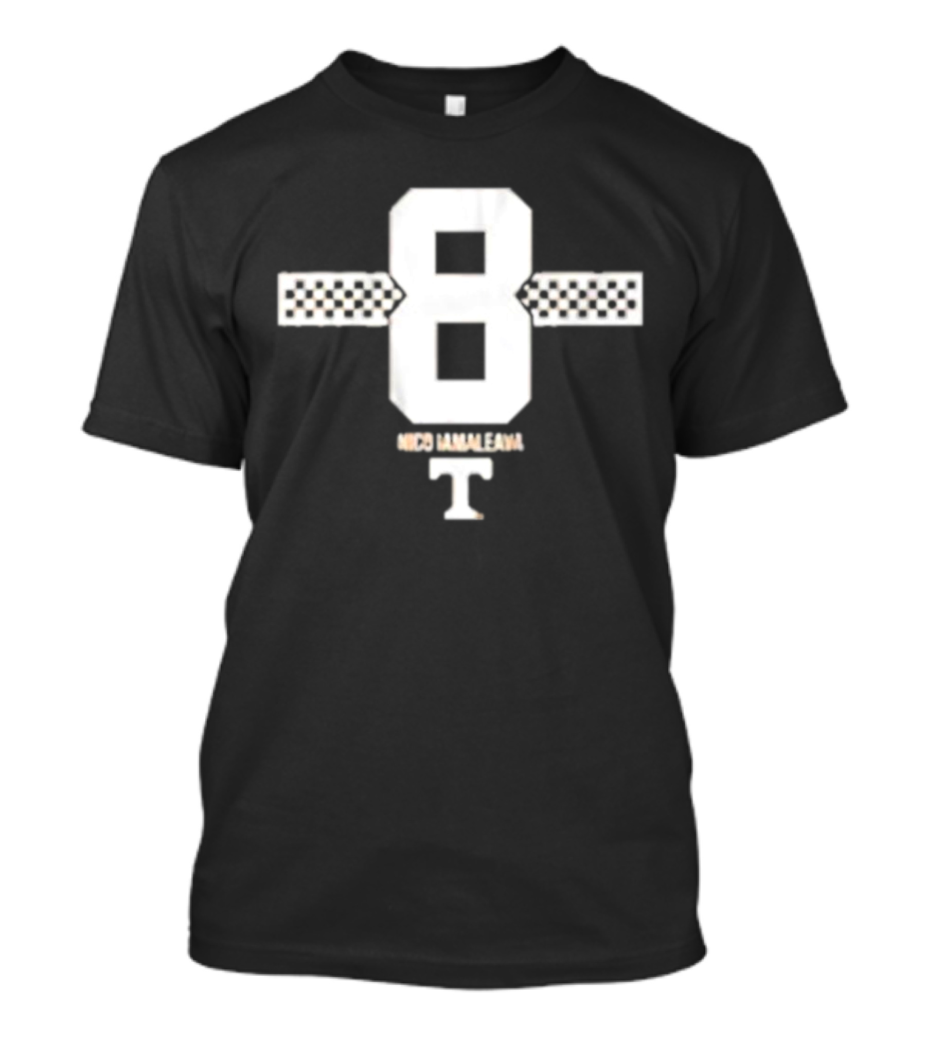 Tennessee Football 8 Nico Iamaleava Checkerboard Stripe T T-Shirt