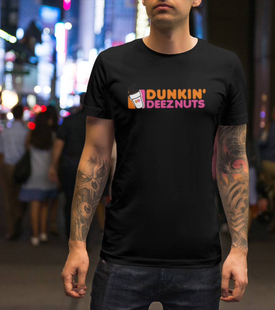 Dunkin Deeznuts Coffee Cup Logo Mockup T-Shirt