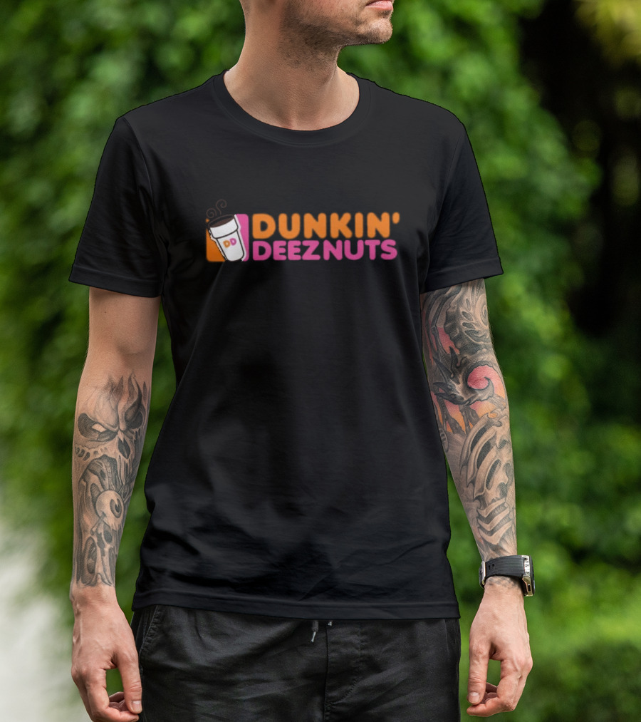 Dunkin Deeznuts Coffee Cup Logo Mockup T-Shirt