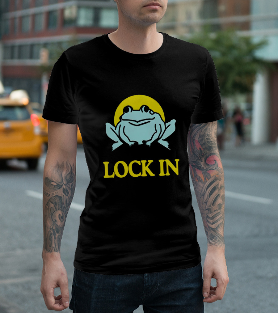 Born to Dilly Dally Frog Forced to Lock In Sun Background T-Shirt