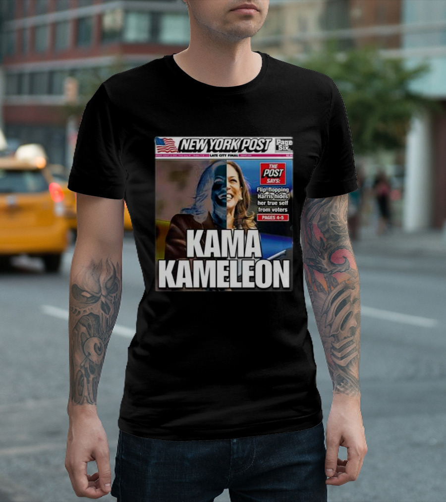 New York Post Kamala Harris Kama Kameleon Flip-Flopping True Self Pages 4-5 T-Shirt