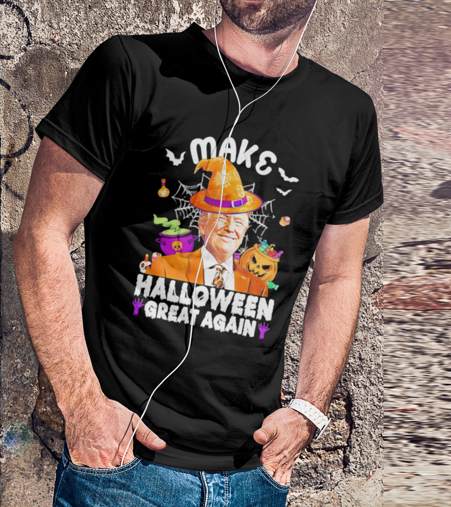 Make Halloween Great Again Witch Hat Pumpkin Cauldron Bat T-Shirt