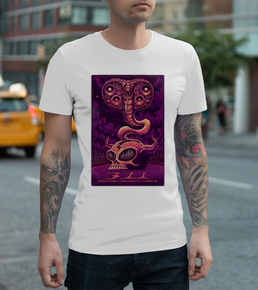 311 August 13 2024 Coca-Cola Roxy Atlanta GA Skull Snake Speakers T-Shirt