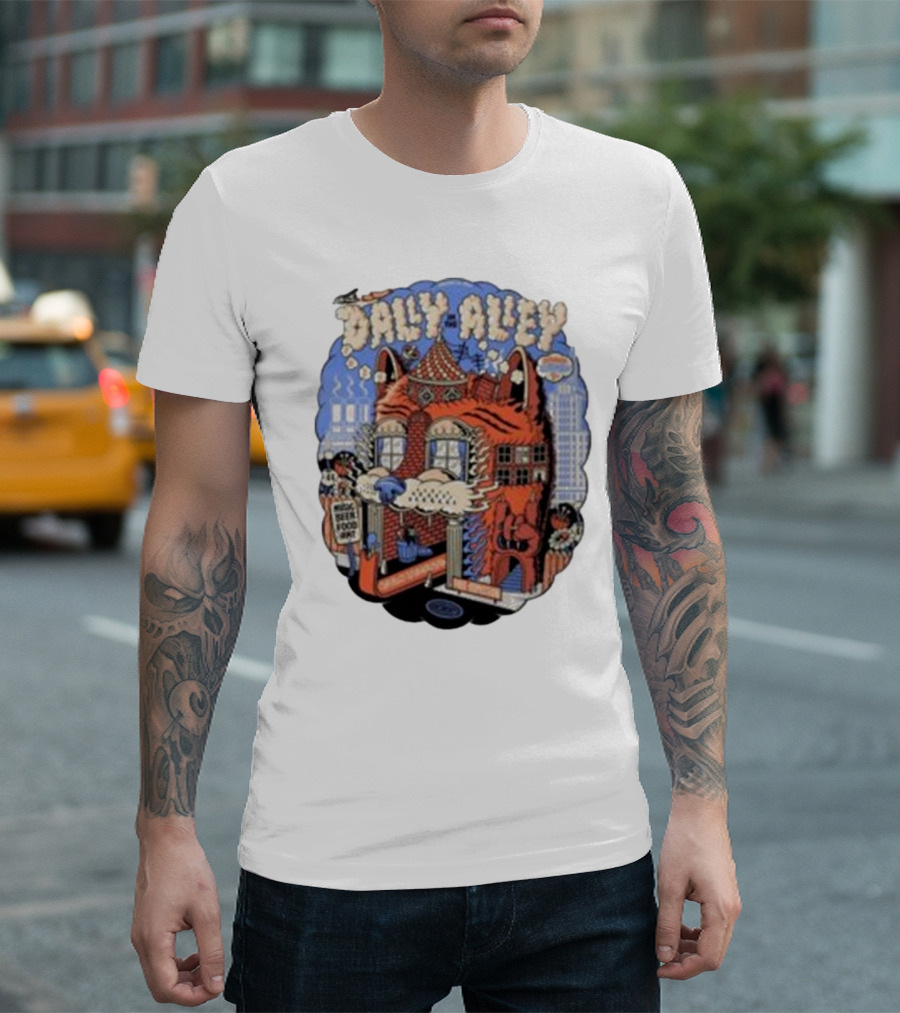 Dally In The Alley Detroit Michigan September 7 2024 Whimsical Cat Architecture and City Elements T-Shirt