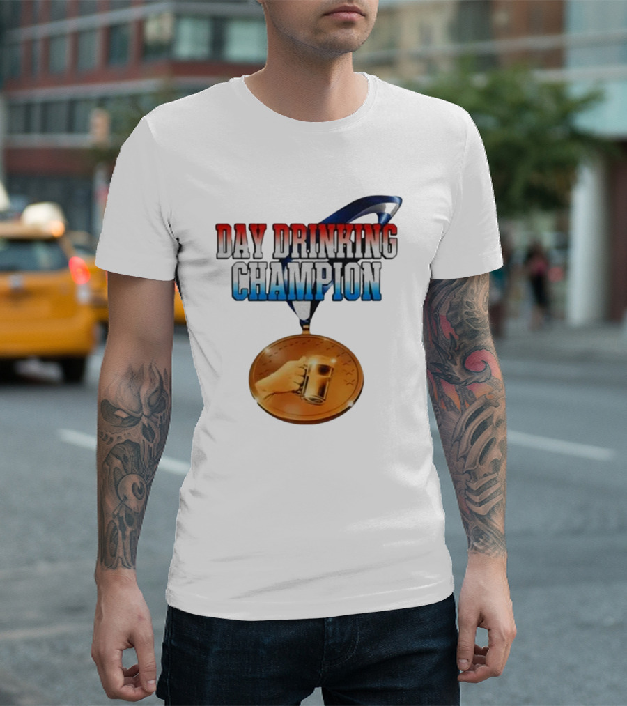 Day Drinking Champion Medal Beer Mug Fun T-Shirt