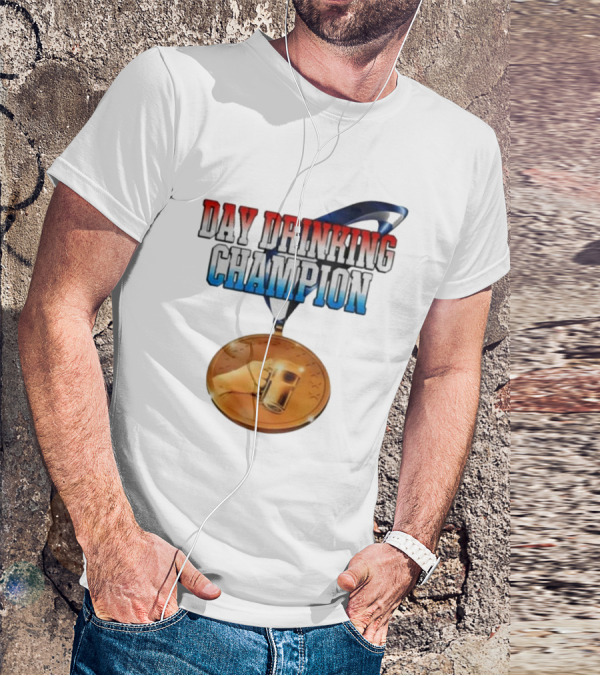 Day Drinking Champion Medal Beer Mug Fun T-Shirt