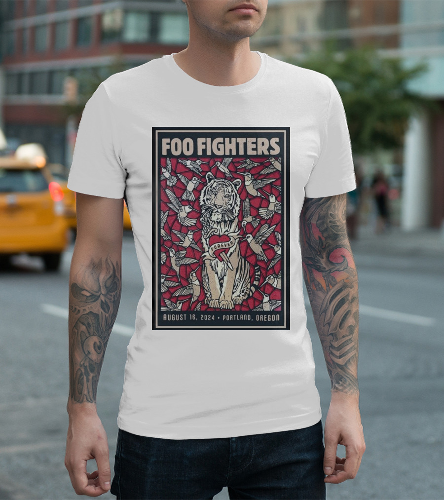 Foo Fighters August 16 2024 Portland Oregon Forever Tiger and Hummingbirds T-Shirt