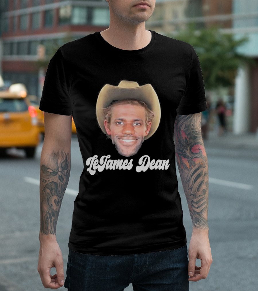 LeJames Dean Funny Ahh Tees Cowboy Hat Face T-Shirt
