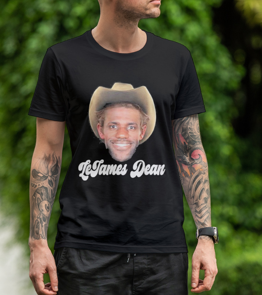 LeJames Dean Funny Ahh Tees Cowboy Hat Face T-Shirt