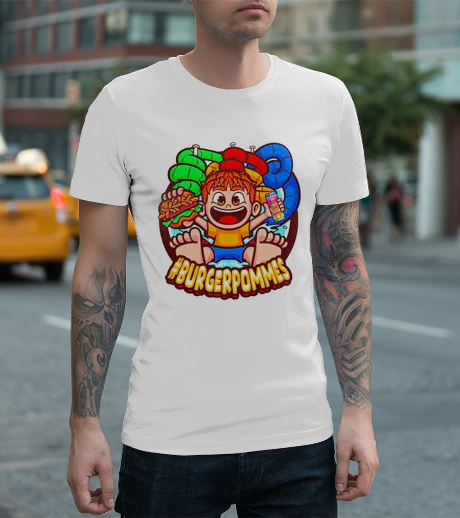 Lukasbs Burgerpommes Wasserpark Kids Fun Graphic with Slides and Snacks T-Shirt