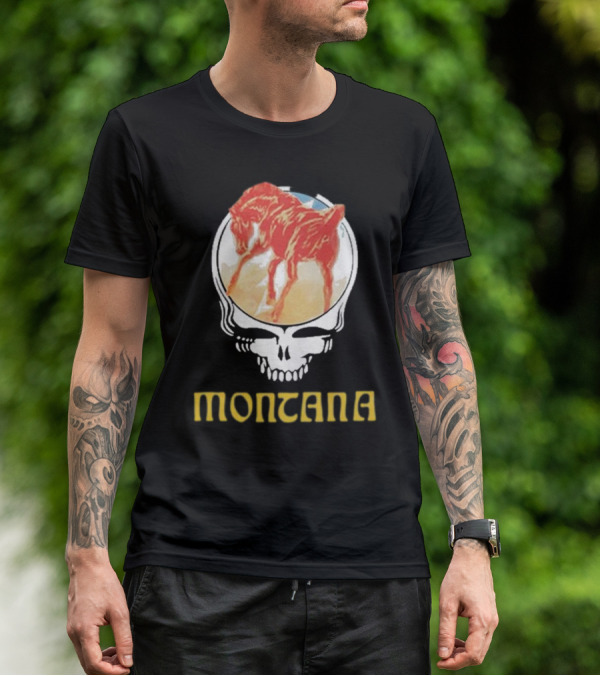 Montana United States Of Dead Horse Skull T-Shirt