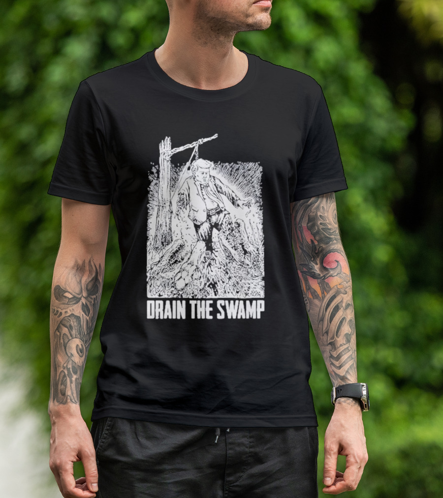 Punk With A Camera Drain The Swamp Trump Political Cartoon T-Shirt