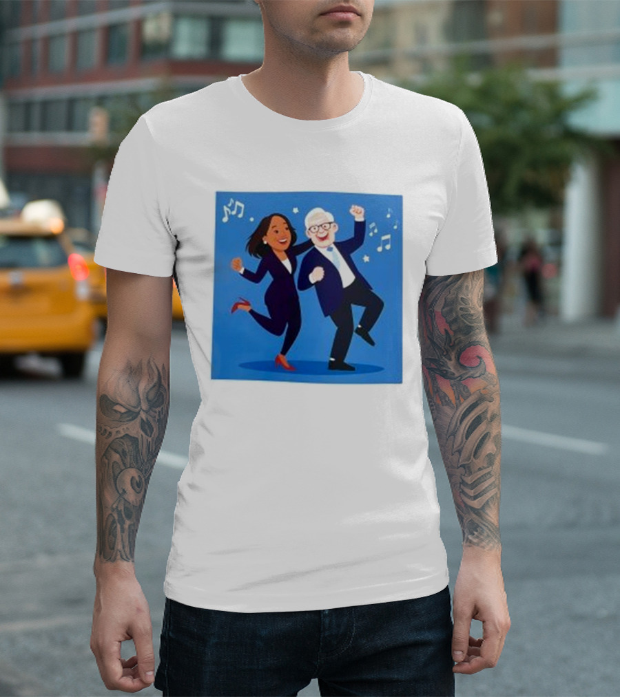 Tim Walz And Harris Vibrant Dancing Celebration With Music Notes T-Shirt