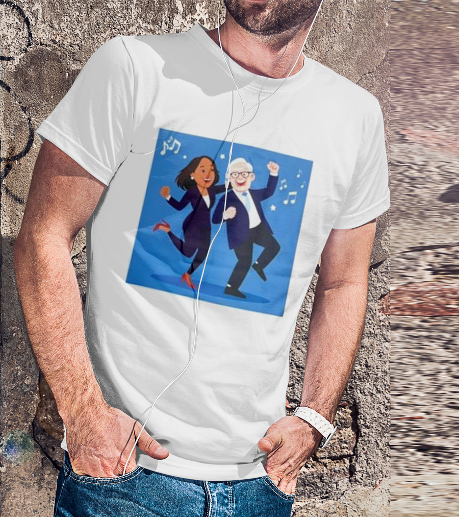 Tim Walz And Harris Vibrant Dancing Celebration With Music Notes T-Shirt