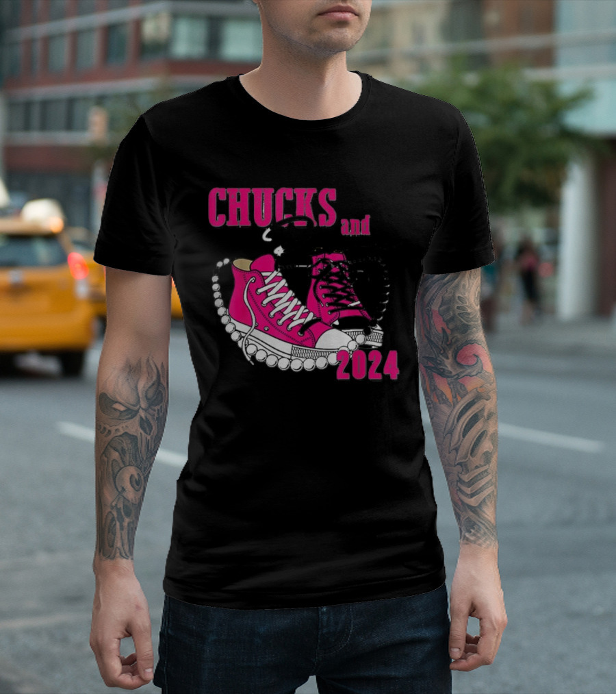 Chucks and Pearls Pink Sneakers T-Shirt