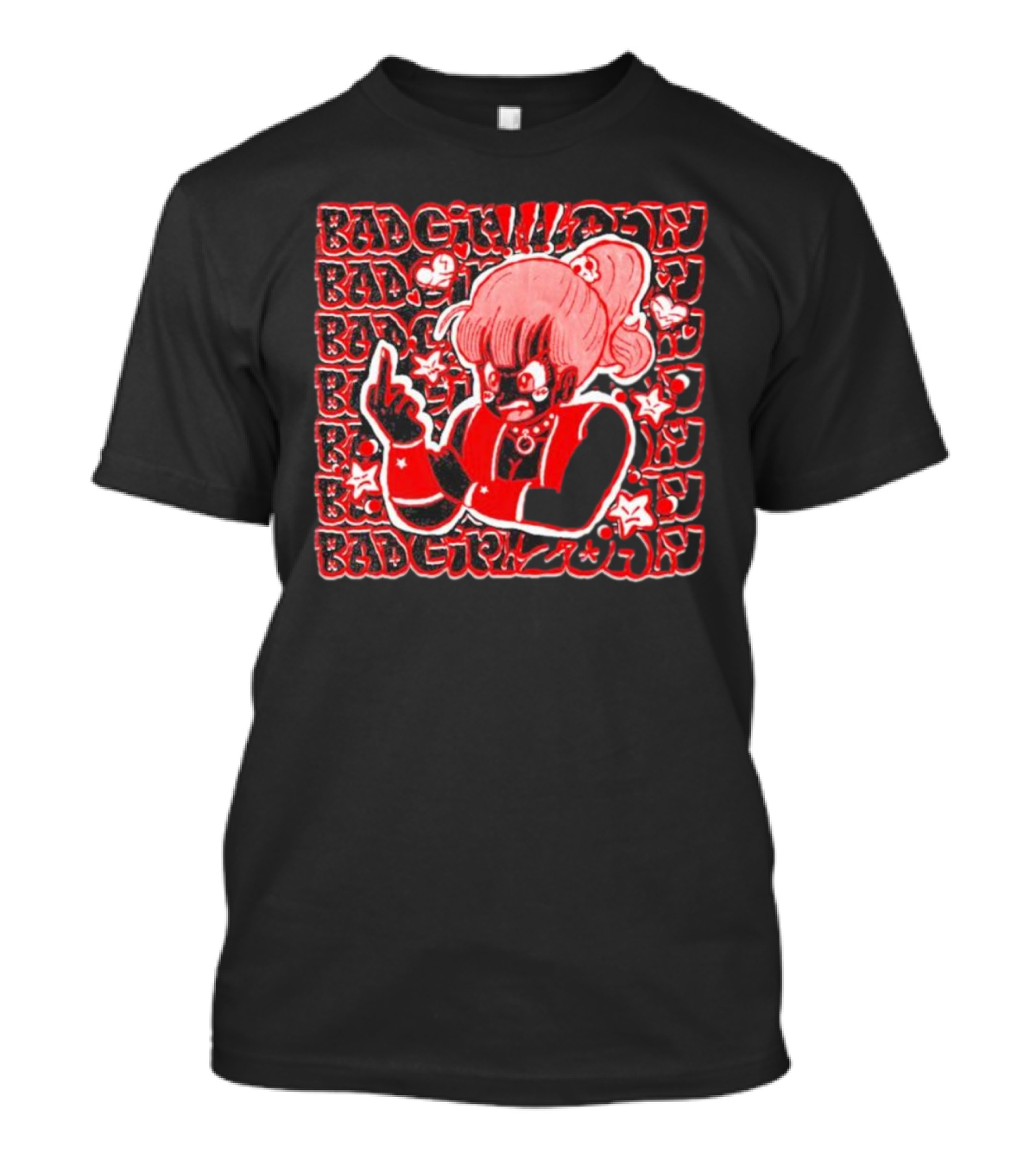 Bad Girlz 2024 Retro Style Anime Character Middle Finger T-Shirt