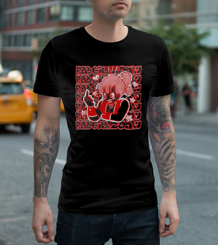 Bad Girlz 2024 Retro Style Anime Character Middle Finger T-Shirt