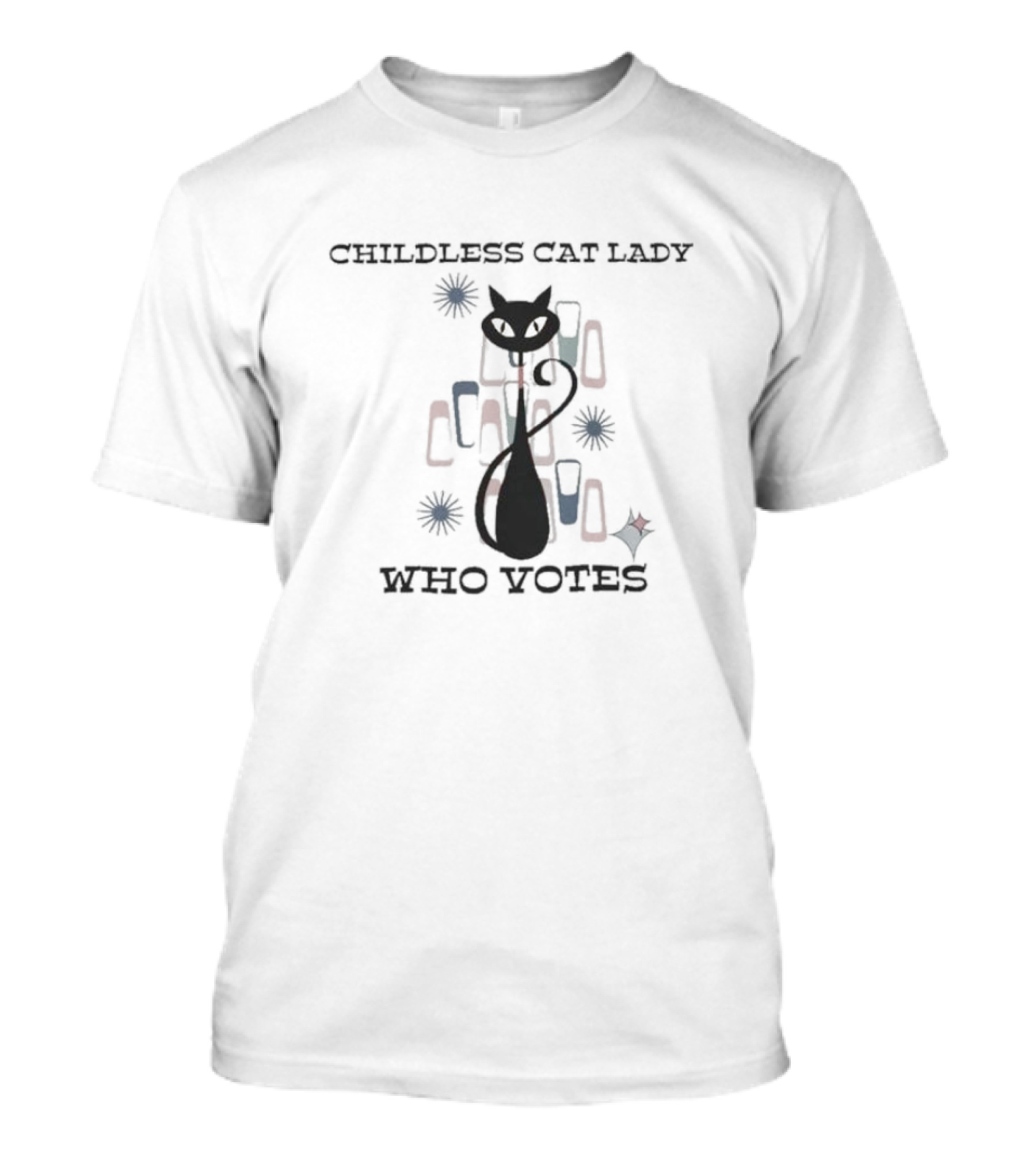 Childless Cat Lady Who Votes Black Cat Retro Colors Kamala Harris T-Shirt